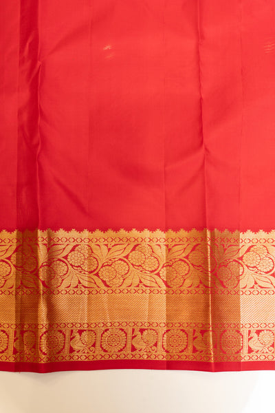 Crimson red brocade pure Kanchipuram silk saree