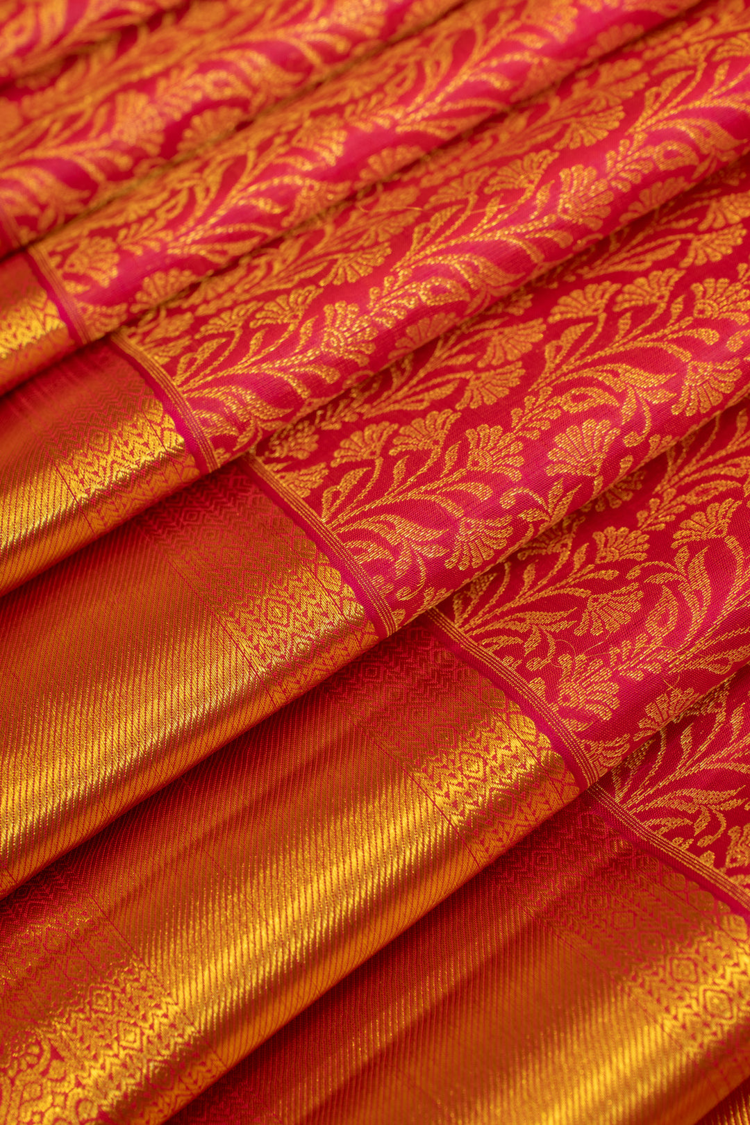 Amaranth red floral brocade pure Kanchipuram silk saree