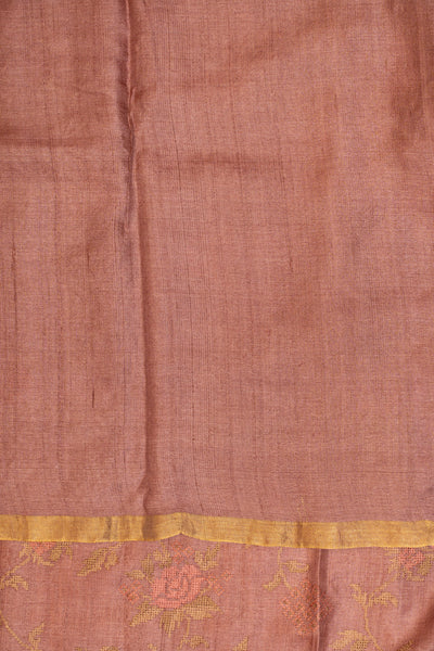 Rose Pink Crochet Embroidered Pure Banaras Tussar Saree