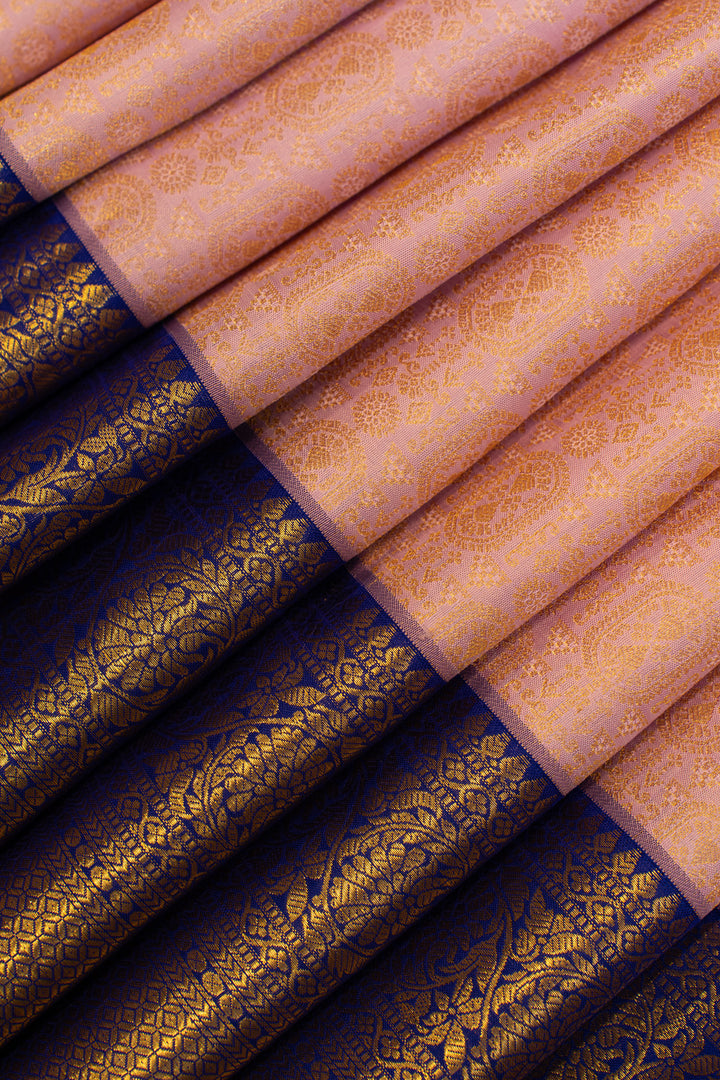 Lilac and purple brocade pure Kanchipuram silk saree
