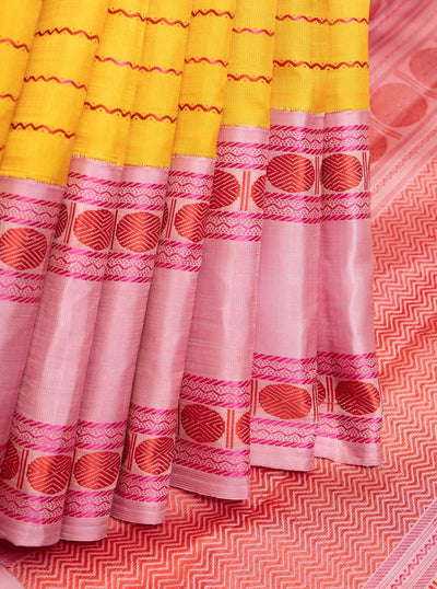 yellow kanchipuram silk saree | stripes kanchipuram | korvai handloom kanjivaram | wedding silk sarees | shop silk sarees online | pastel kanchipurams |saree silk designs | saree design