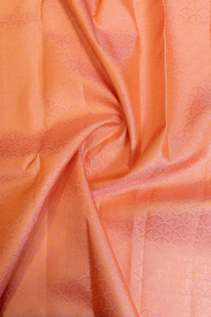 Peach and purple brocade pure Kanchipuram silk saree