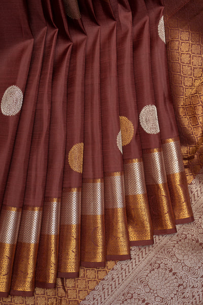 Brown Traditional Kanchipuram Pure Silk Saree - Clio Silks