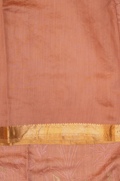 Pastel Pink Bird Embroidered Pure Chiniya Tussar Saree