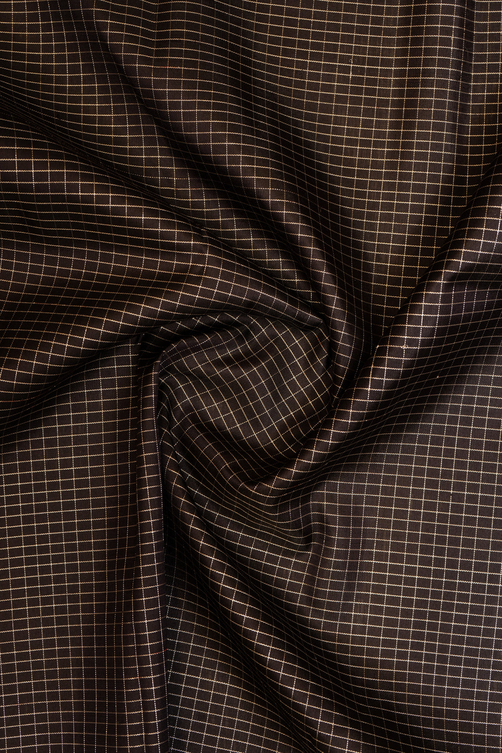Black Silver Zari Checks Pure Kanchipuram Silk Saree - Clio Silks