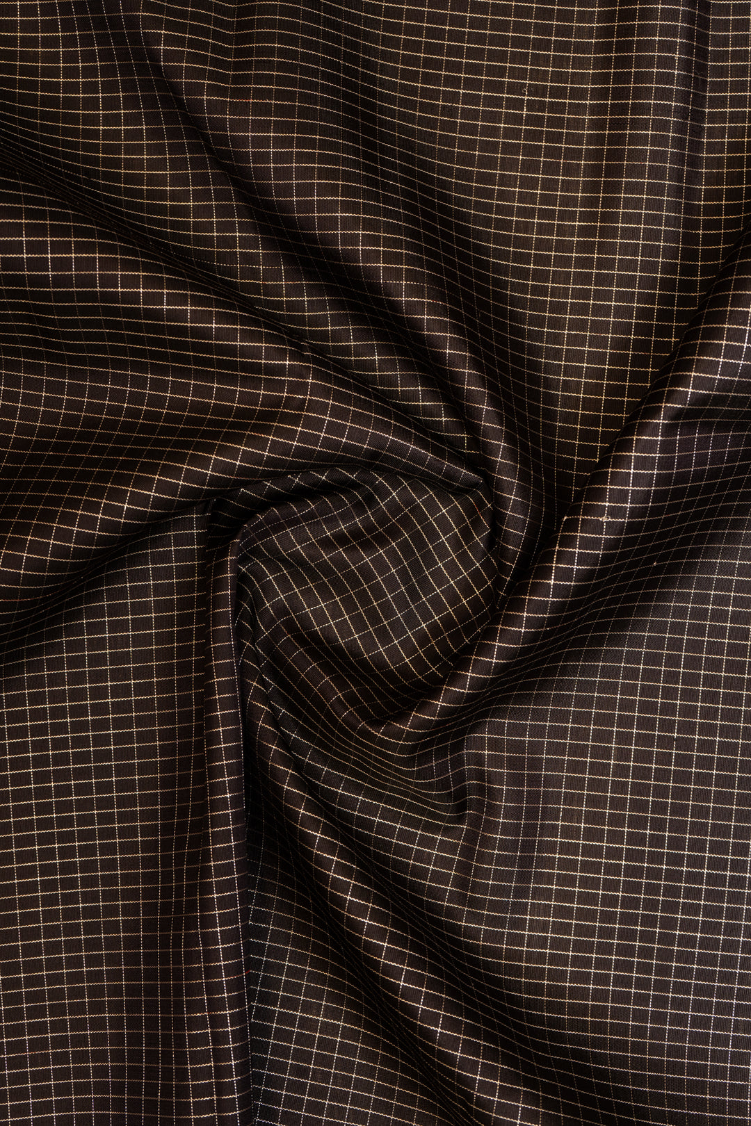 Black Silver Zari Checks Pure Kanchipuram Silk Saree - Clio Silks