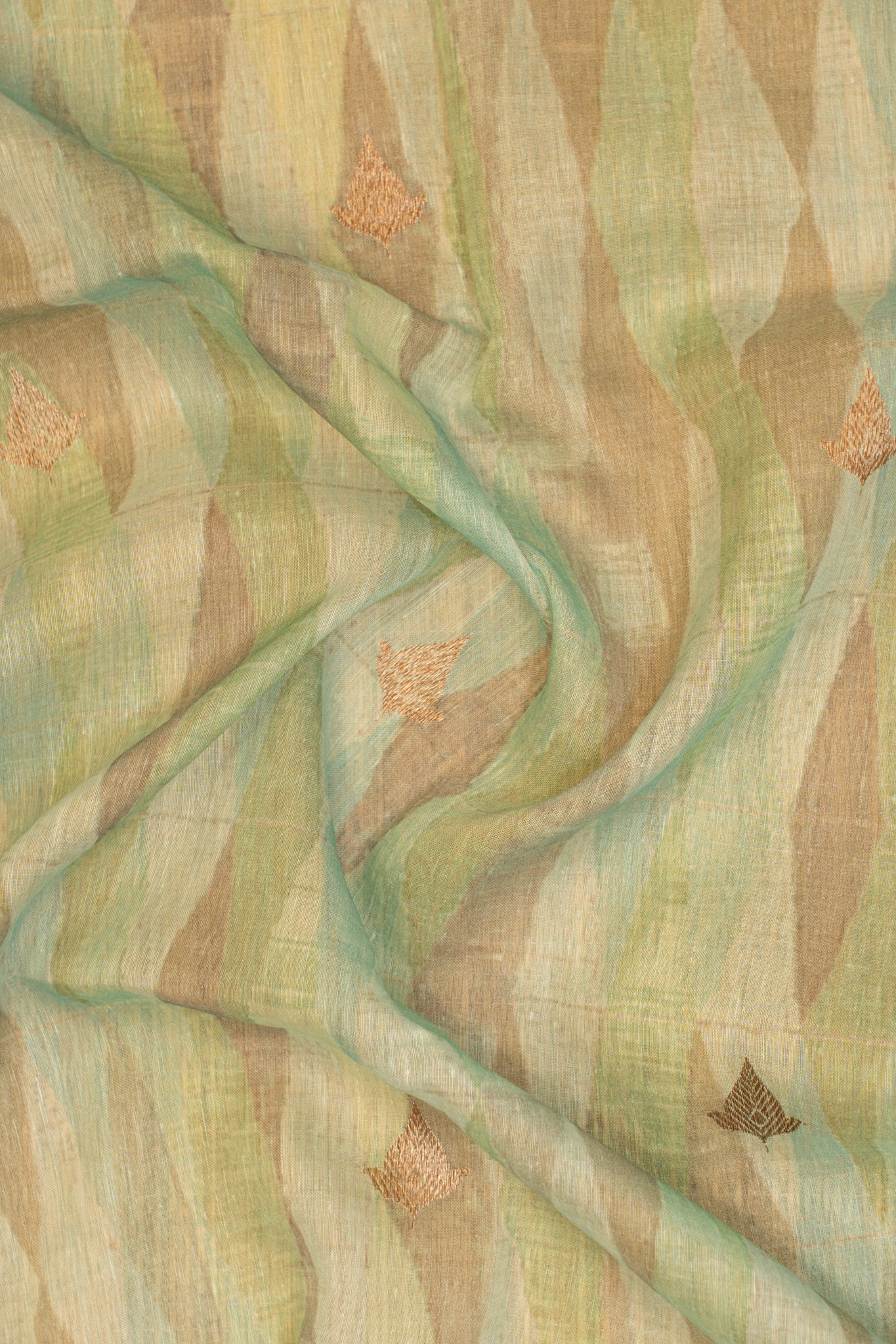 Pastel Green Pure Banaras Linen Saree