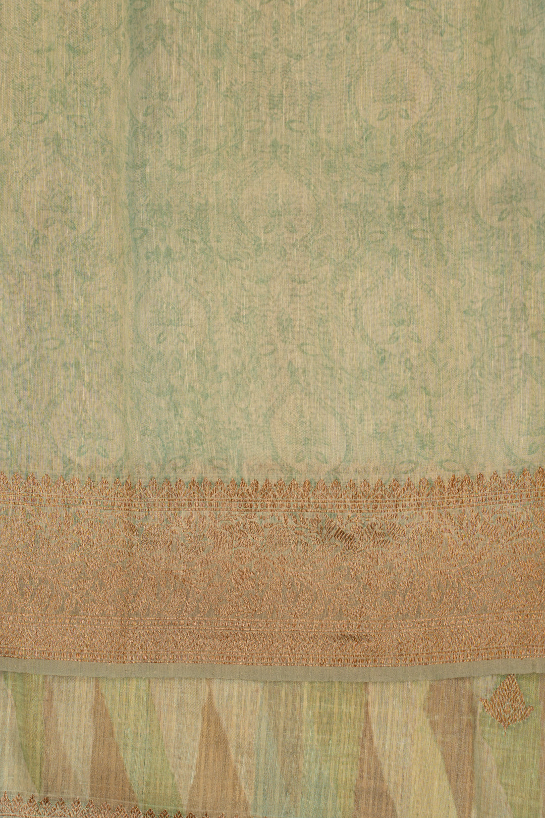 Pastel Green Pure Banaras Linen Saree