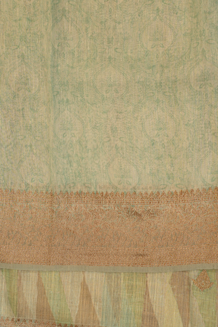Pastel Green Pure Banaras Linen Saree