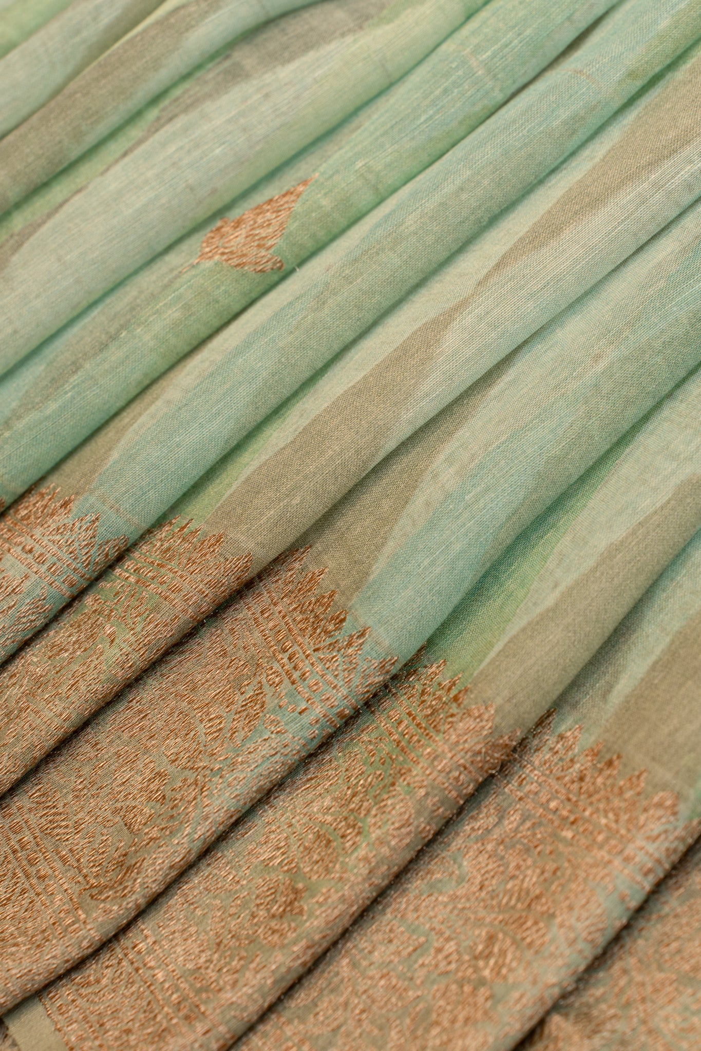 Pastel Green Pure Banaras Linen Saree