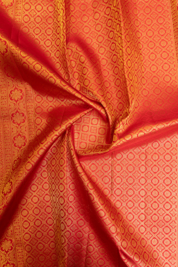 Red small border pure Kanchipuram silk saree