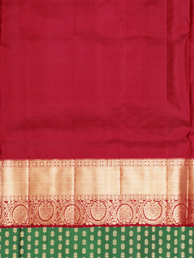 Bottle Green and Maroon Soft Silk Saree| Clio Silks