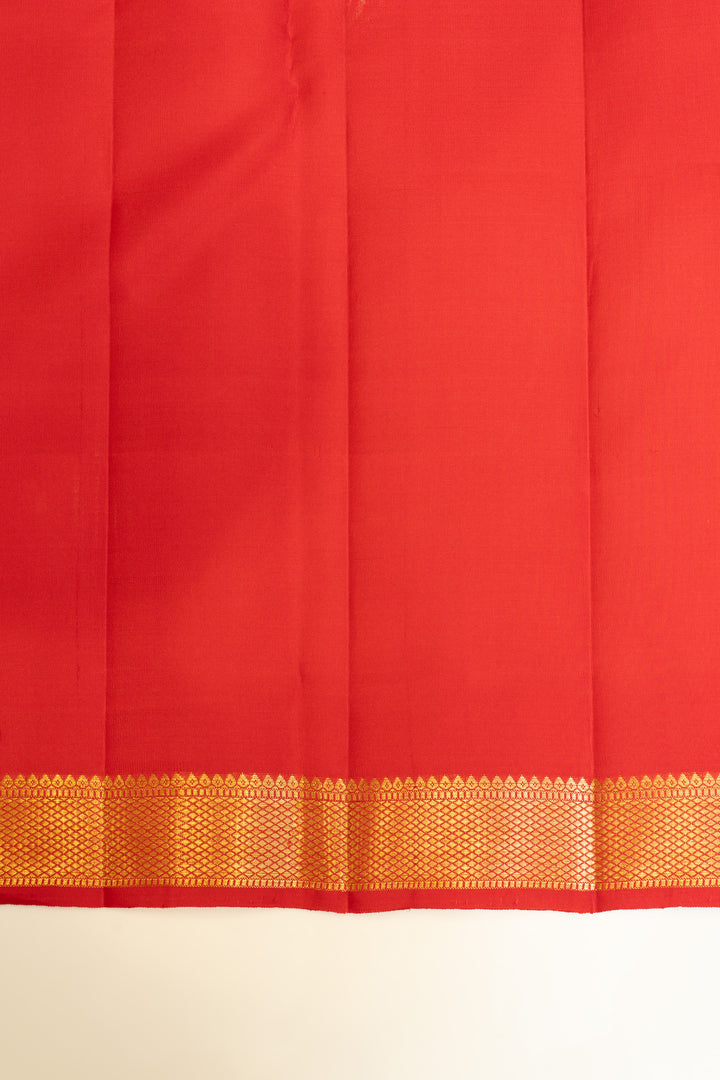 Red small border pure Kanchipuram silk saree