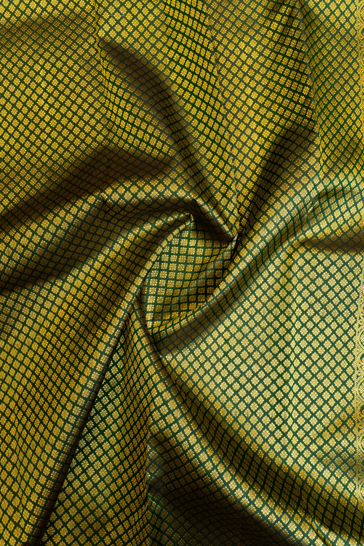 Pearl white and green traditional pure Kanchipuram silk saree