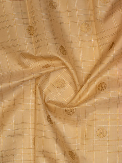 Ivory and pink pure zari kanjivaram silk saree