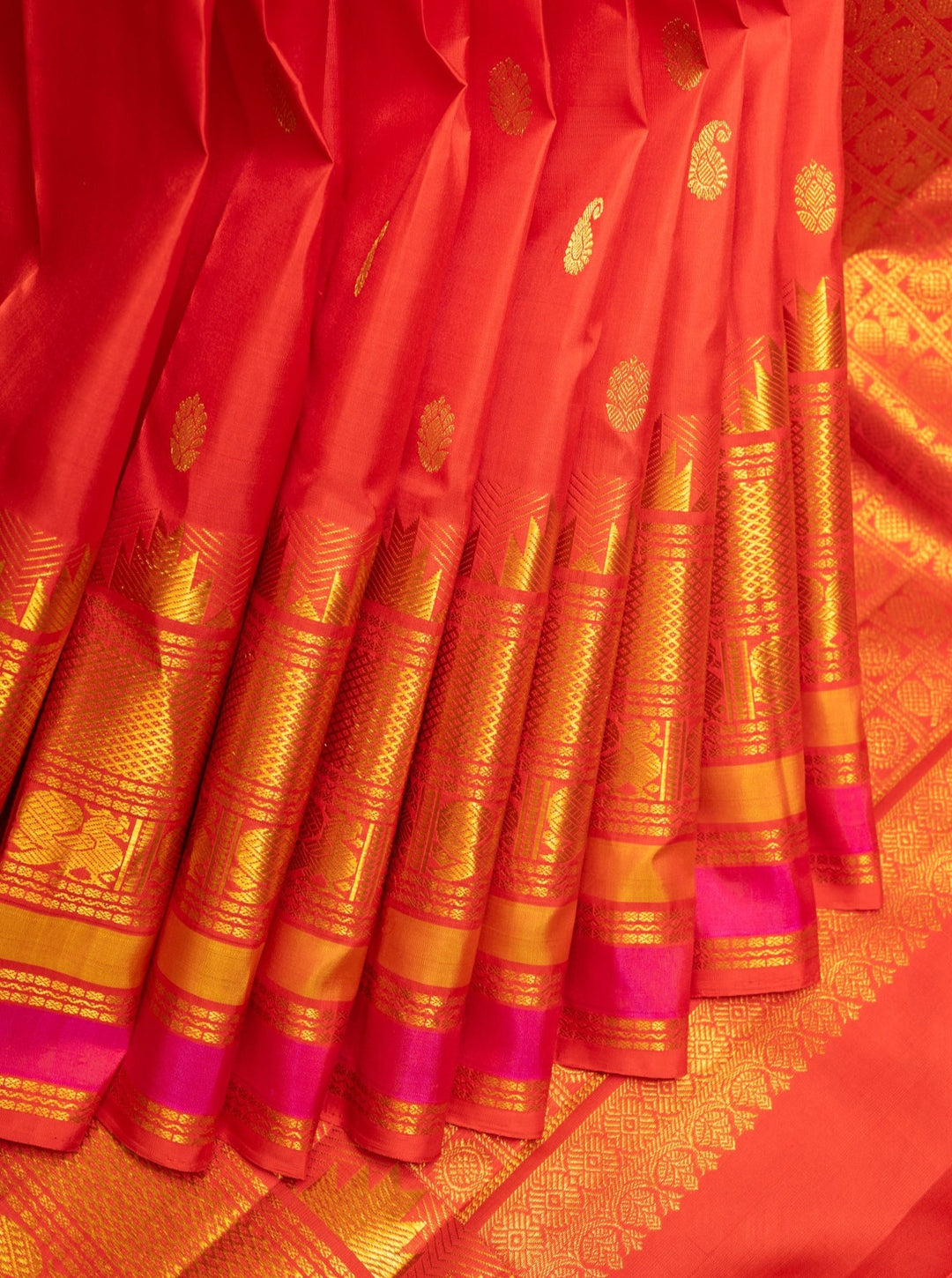 Reddish Orange Kanchipuram Silk Saree | kanchipuram silk saree