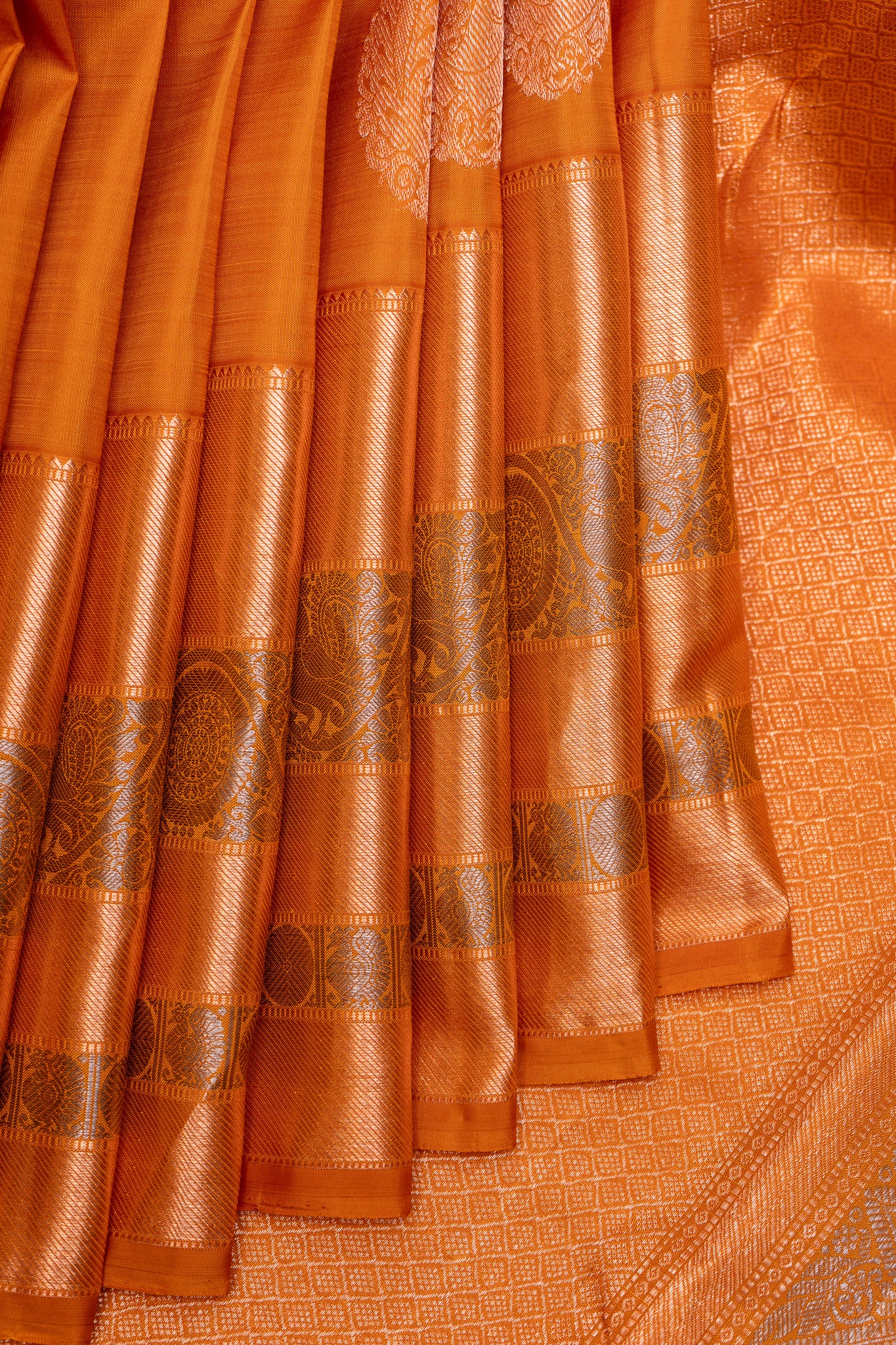 Rust Orange Traditional Kanchipuram Silk Saree - Clio Silks
