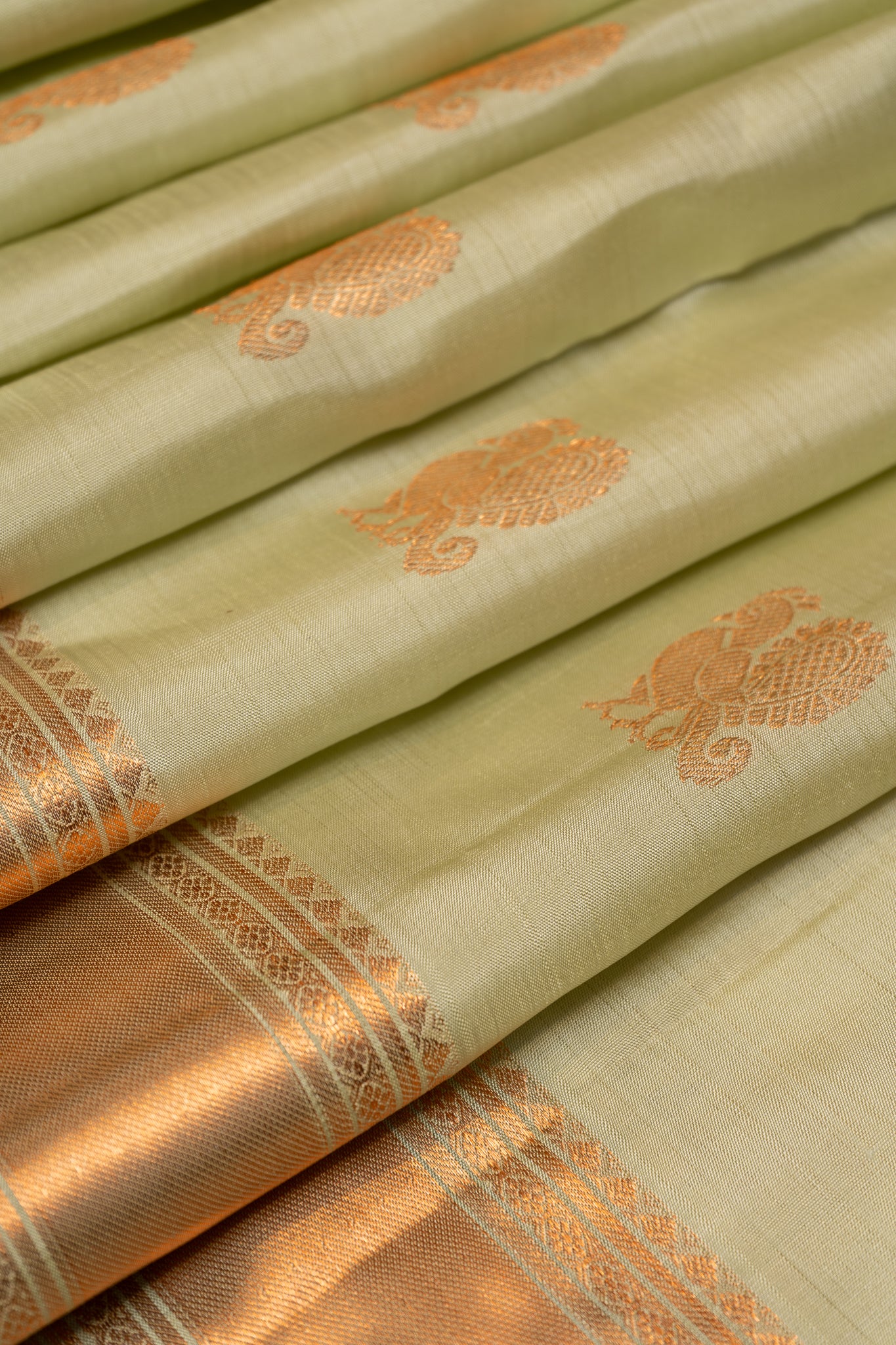 Pastel Green Pure Kanchipuram Silk Saree - Clio Silks