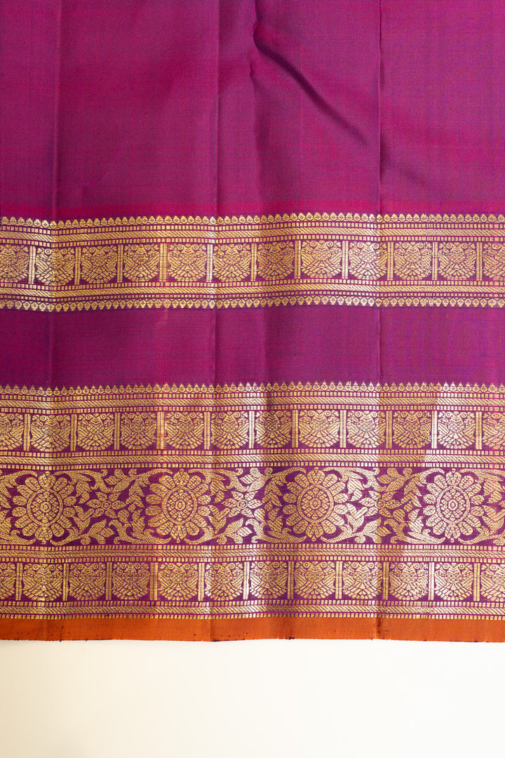 Azure Blue and magenta pure Kanchipuram silk saree