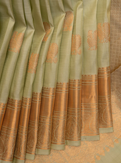 Pastel Green Pure Kanchipuram Silk Saree - Clio Silks