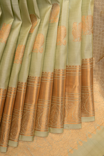 Pastel Green Pure Kanchipuram Silk Saree - Clio Silks