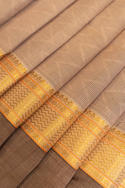 Grey chevron thread work pure silk cotton saree