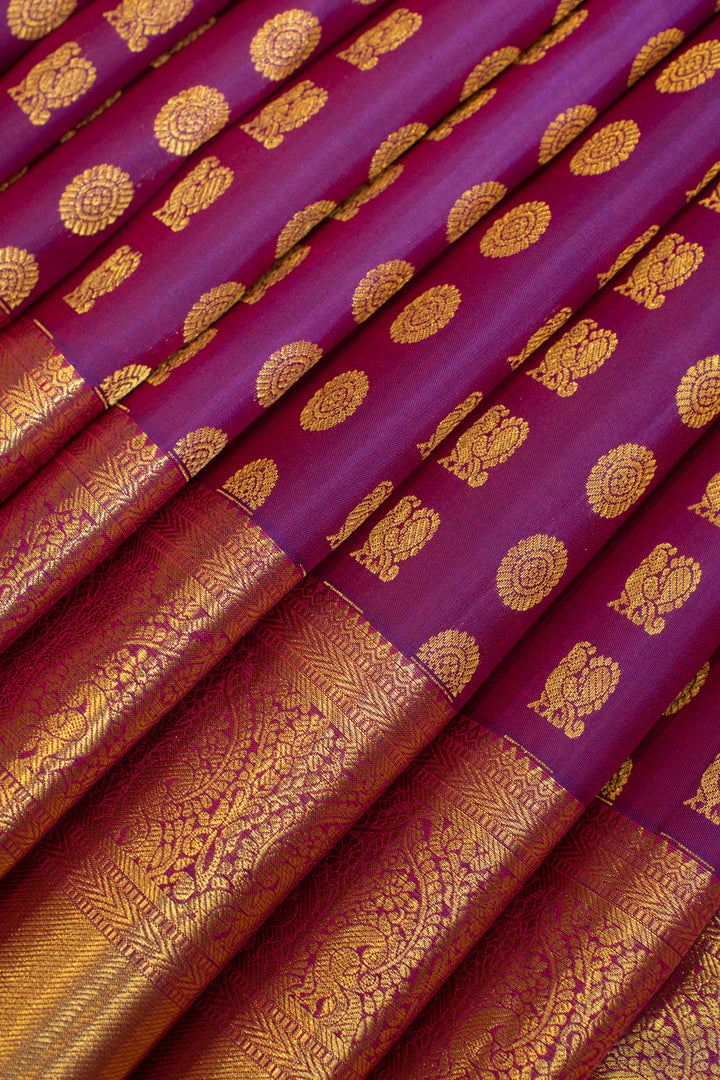 Purple annam chakram pure Kanchipuram silk saree