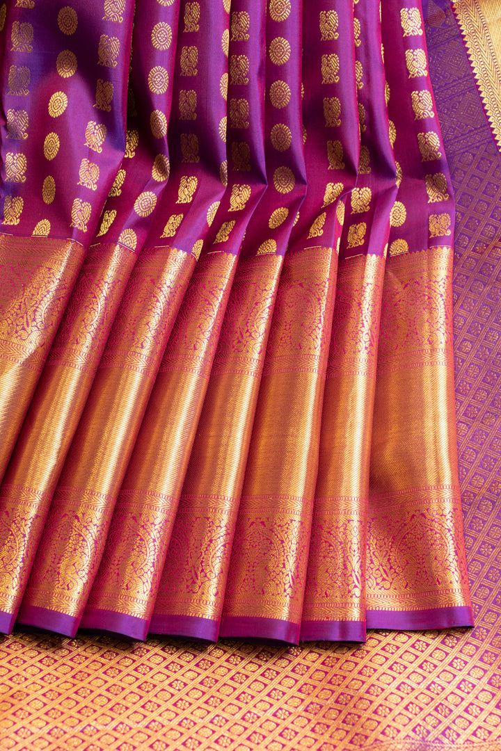 Purple annam chakram pure Kanchipuram silk saree