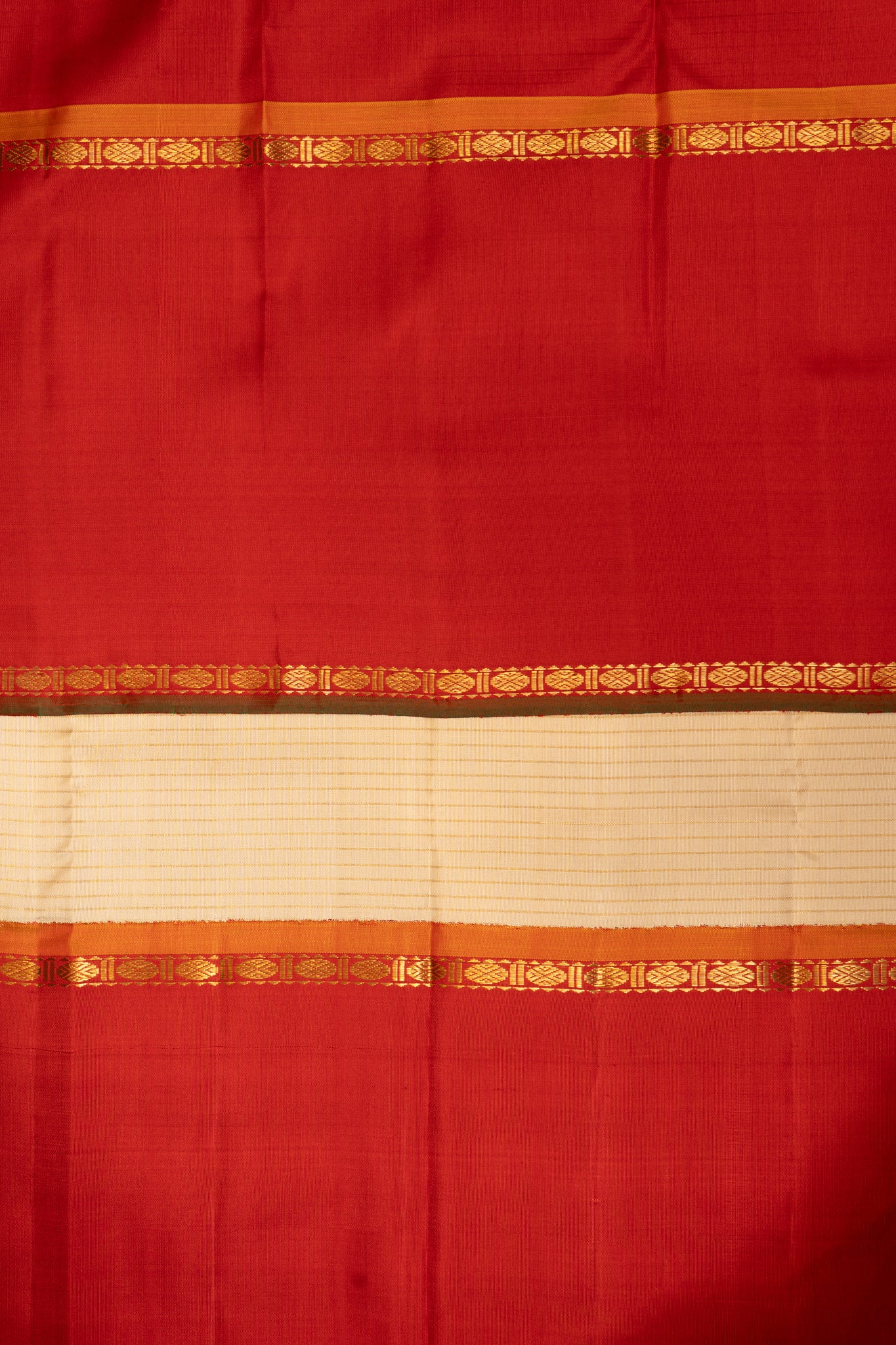 Pearl White Zari Stripes Pure Kanchipuram Silk Saree - Clio Silks