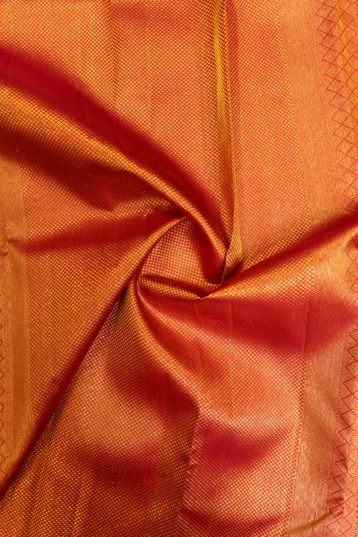 Red thilakam pure Kanchipuram silk saree