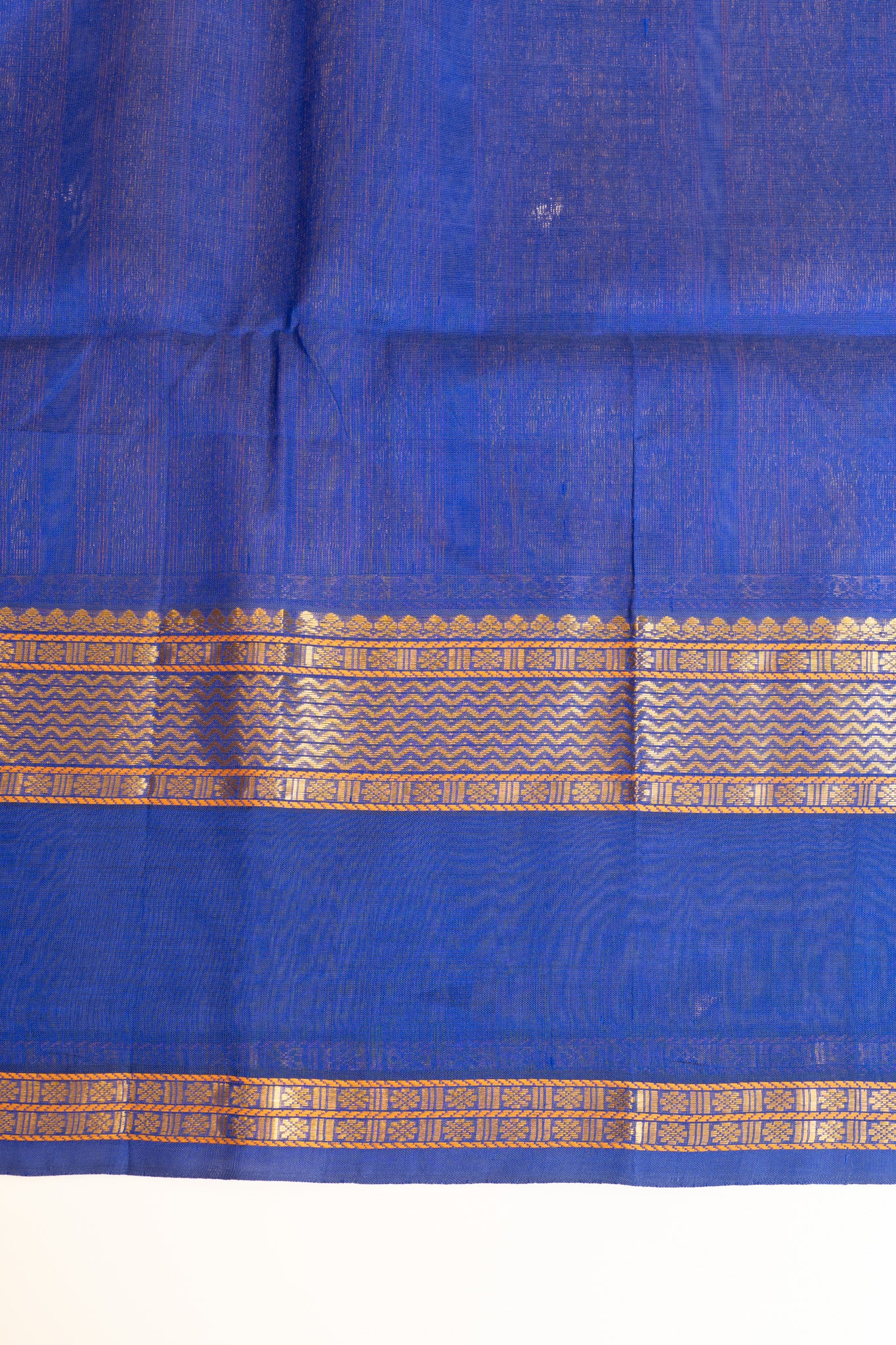 Ocean blue thread chevron pure silk cotton saree