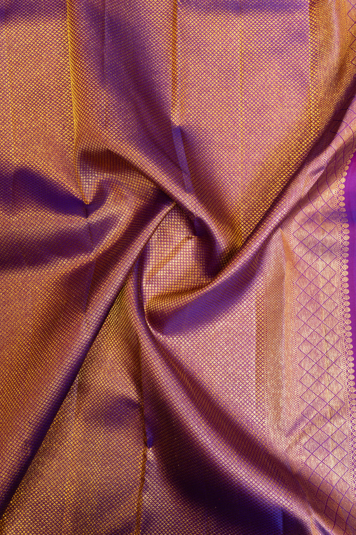 Purple thilakam traditional pure Kanchipuram silk saree