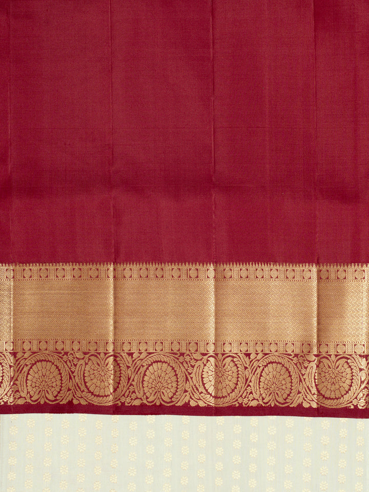 Ivory and Maroon Buttas Soft Silk Saree | Clio Silks