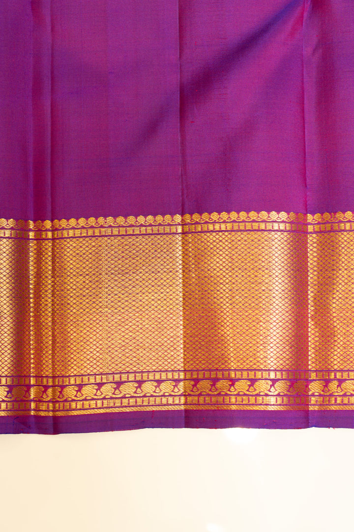 Purple thilakam traditional pure Kanchipuram silk saree