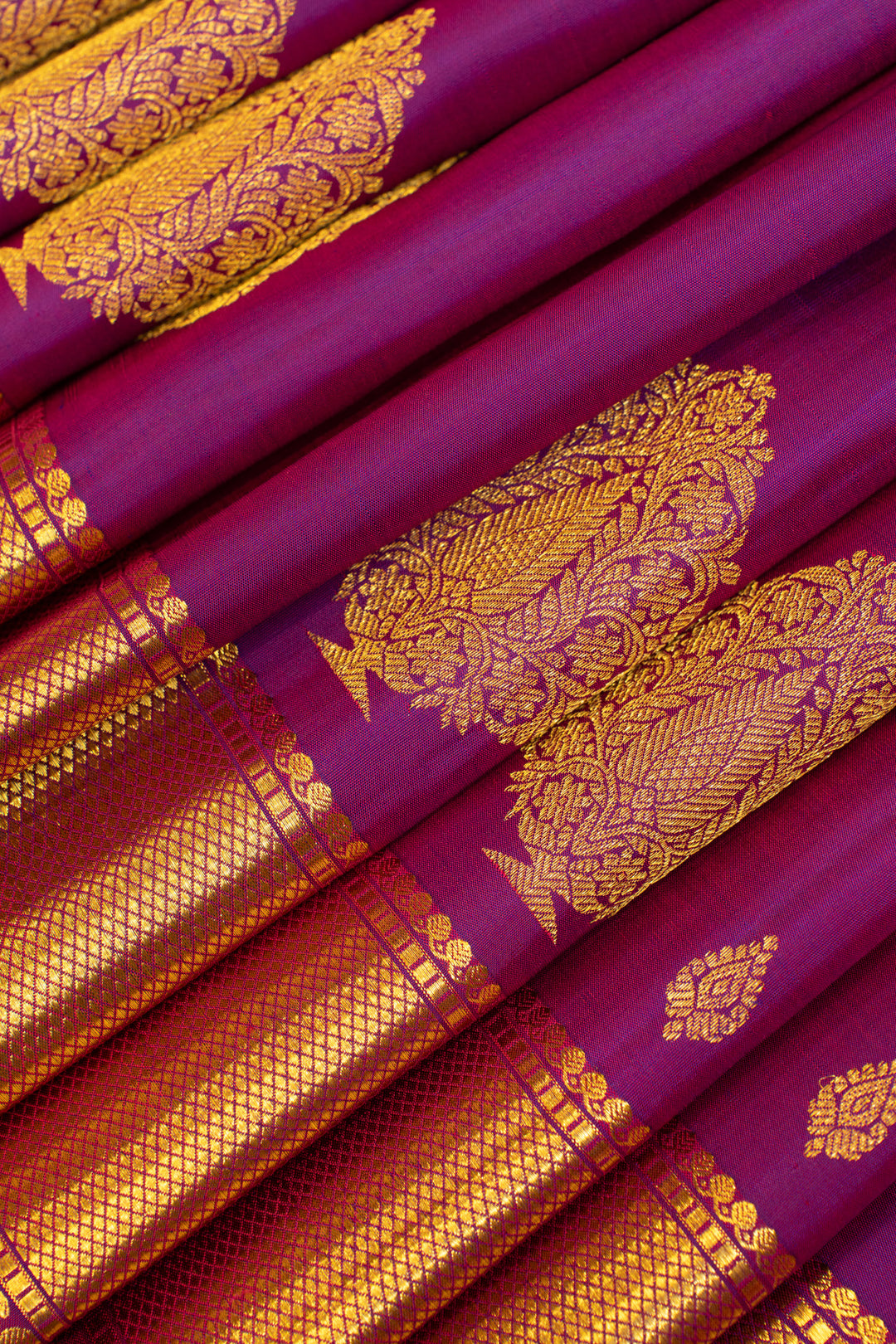 Purple thilakam traditional pure Kanchipuram silk saree