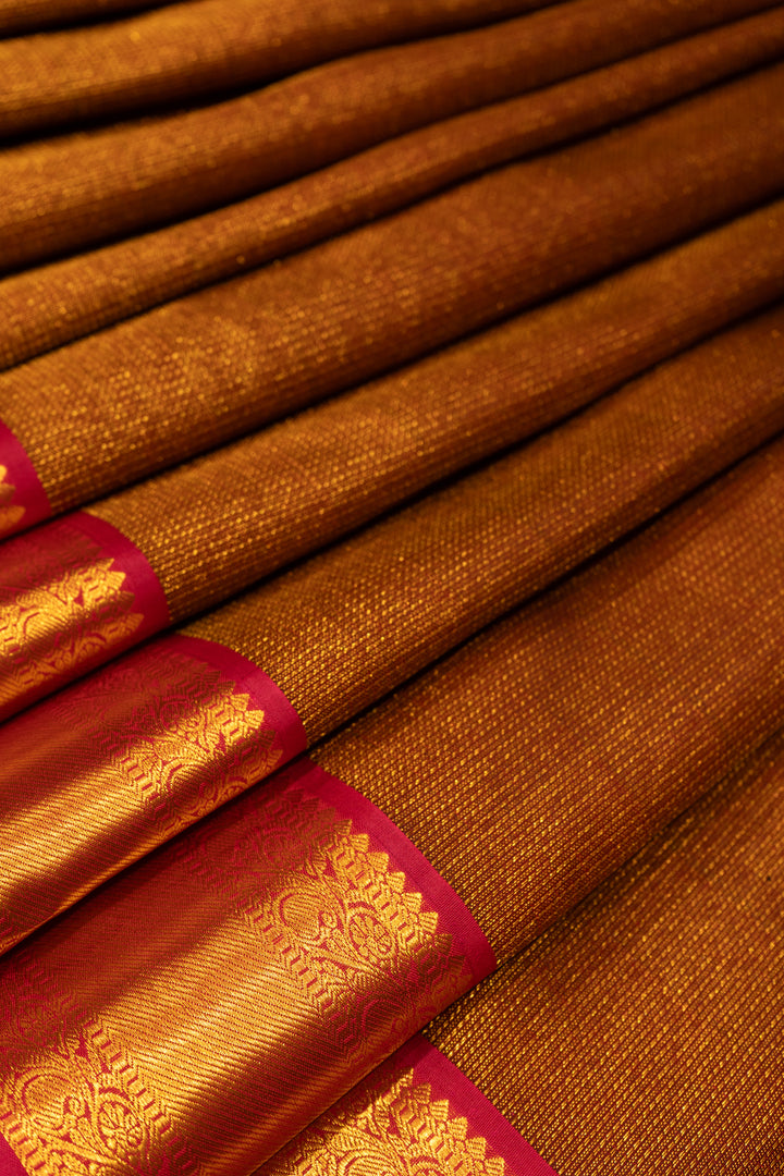 Maroon Zari Brocade Pure Kanchipuram Silk Saree - Clio Silks