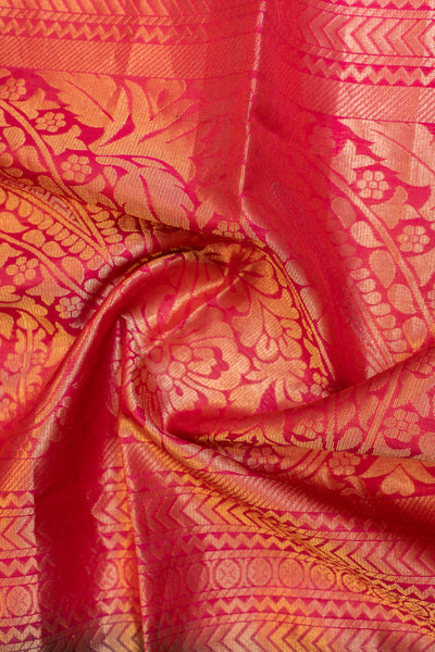 Emerald green and magenta pure soft silk saree