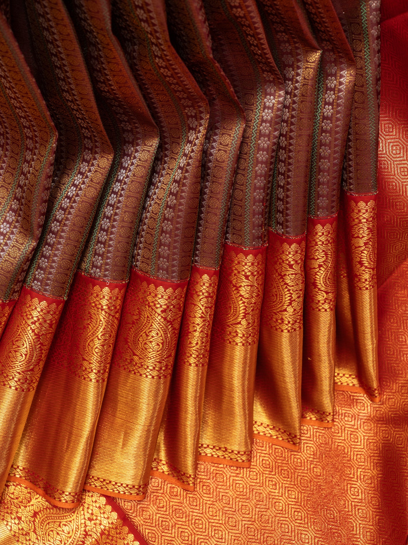 Burgundy brocade pure zari Kanchipuram silk saree