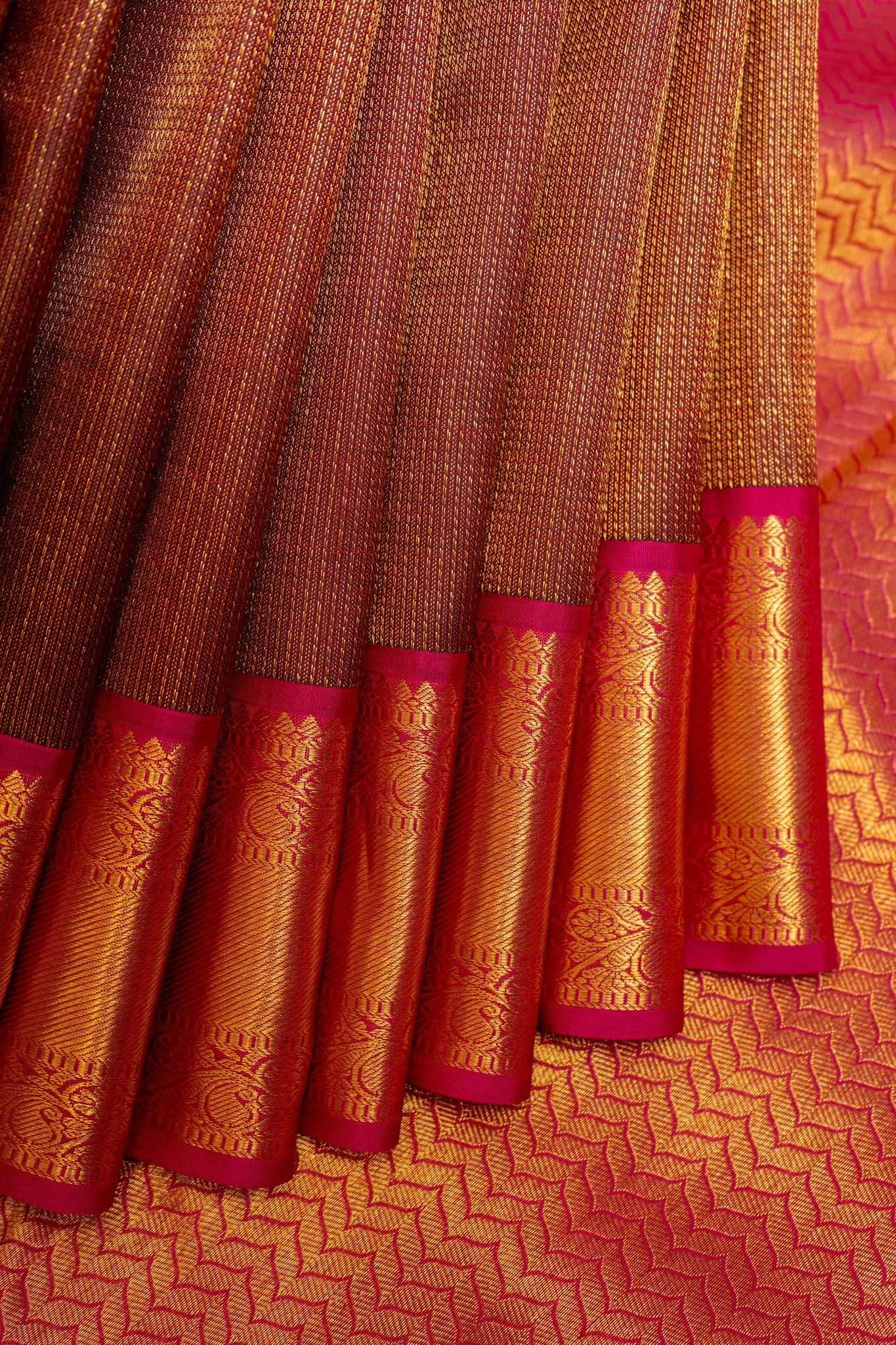 Maroon Zari Brocade Pure Kanchipuram Silk Saree - Clio Silks