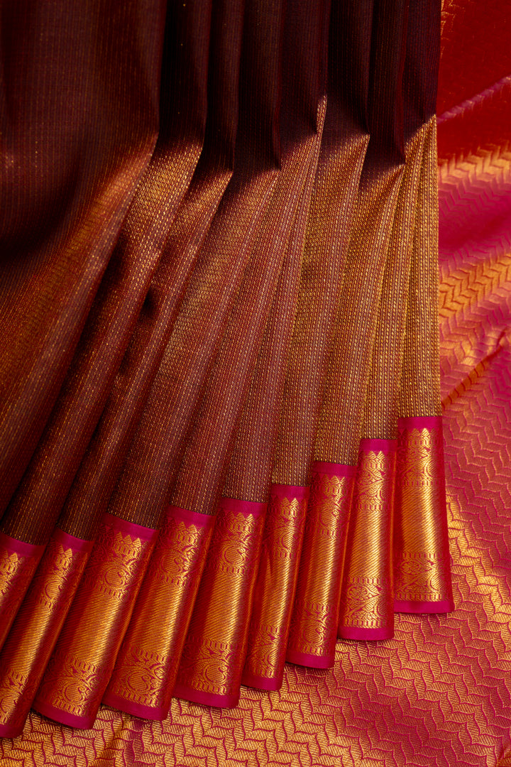 Maroon Zari Brocade Pure Kanchipuram Silk Saree - Clio Silks