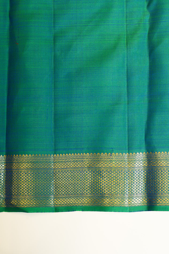 Peacock blue Muthu zari pure Kanchipuram silk saree