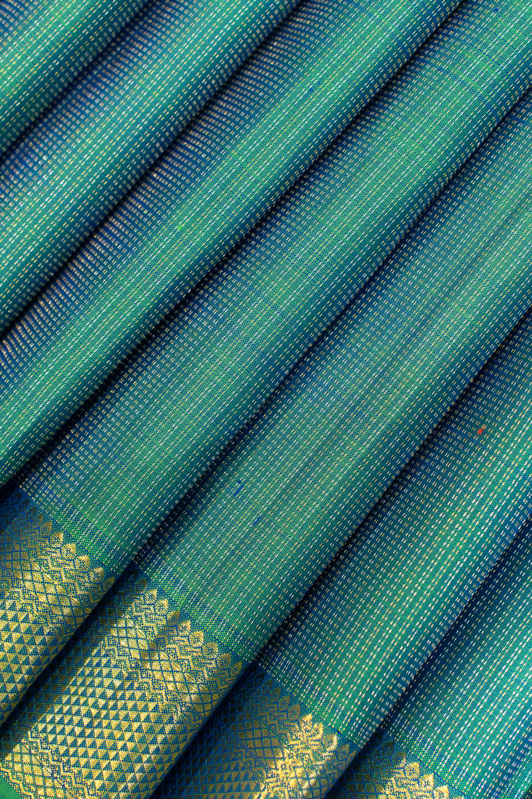 Peacock blue Muthu zari pure Kanchipuram silk saree