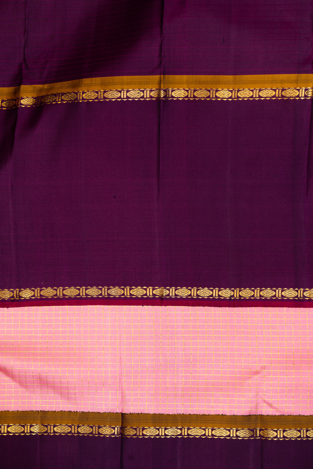 Lotus Pink Checks Pure Zari Kanchipuram Silk Saree - Clio Silks