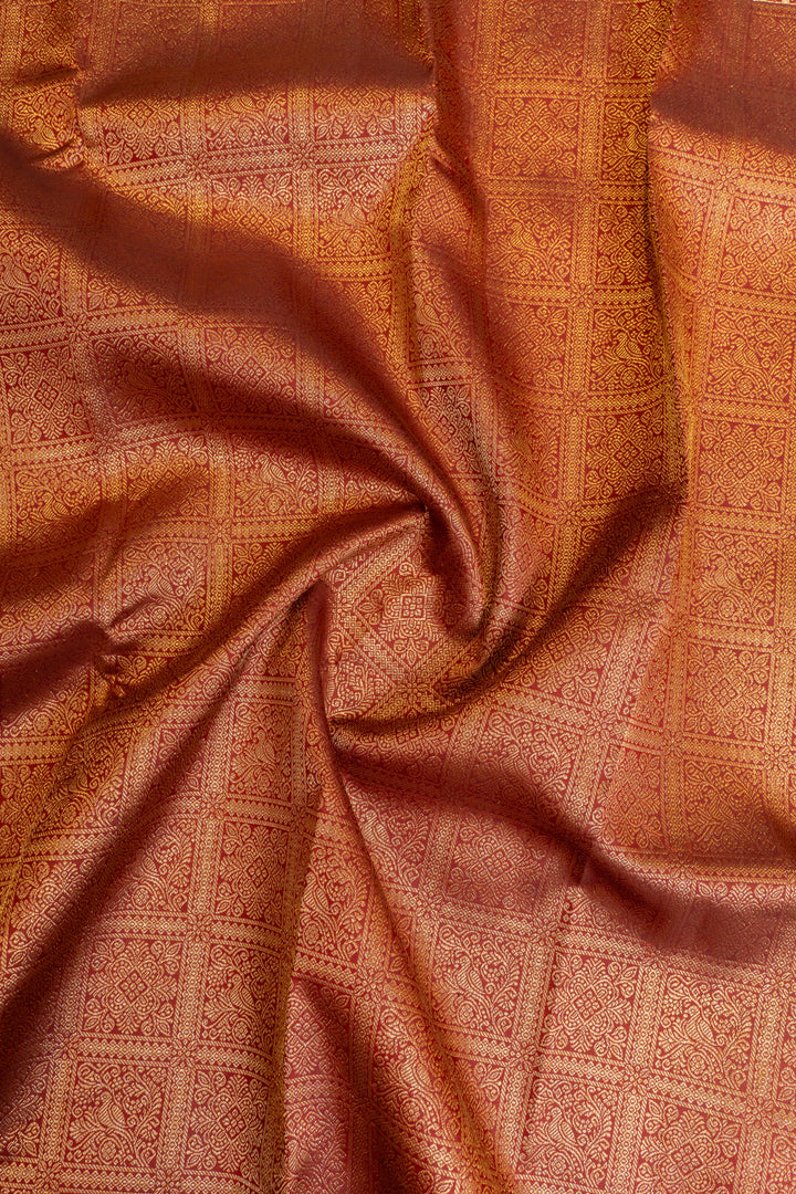 Maroon zari brocade pure Kanchipuram silk saree