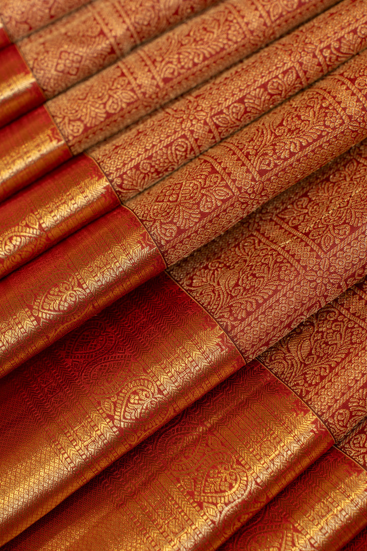Maroon zari brocade pure Kanchipuram silk saree