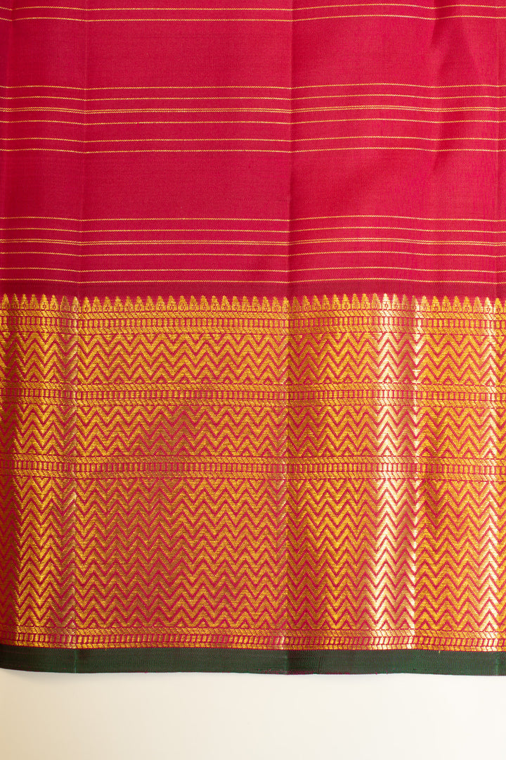 Pure Kanchipuram silk saree in red and purple stripes
