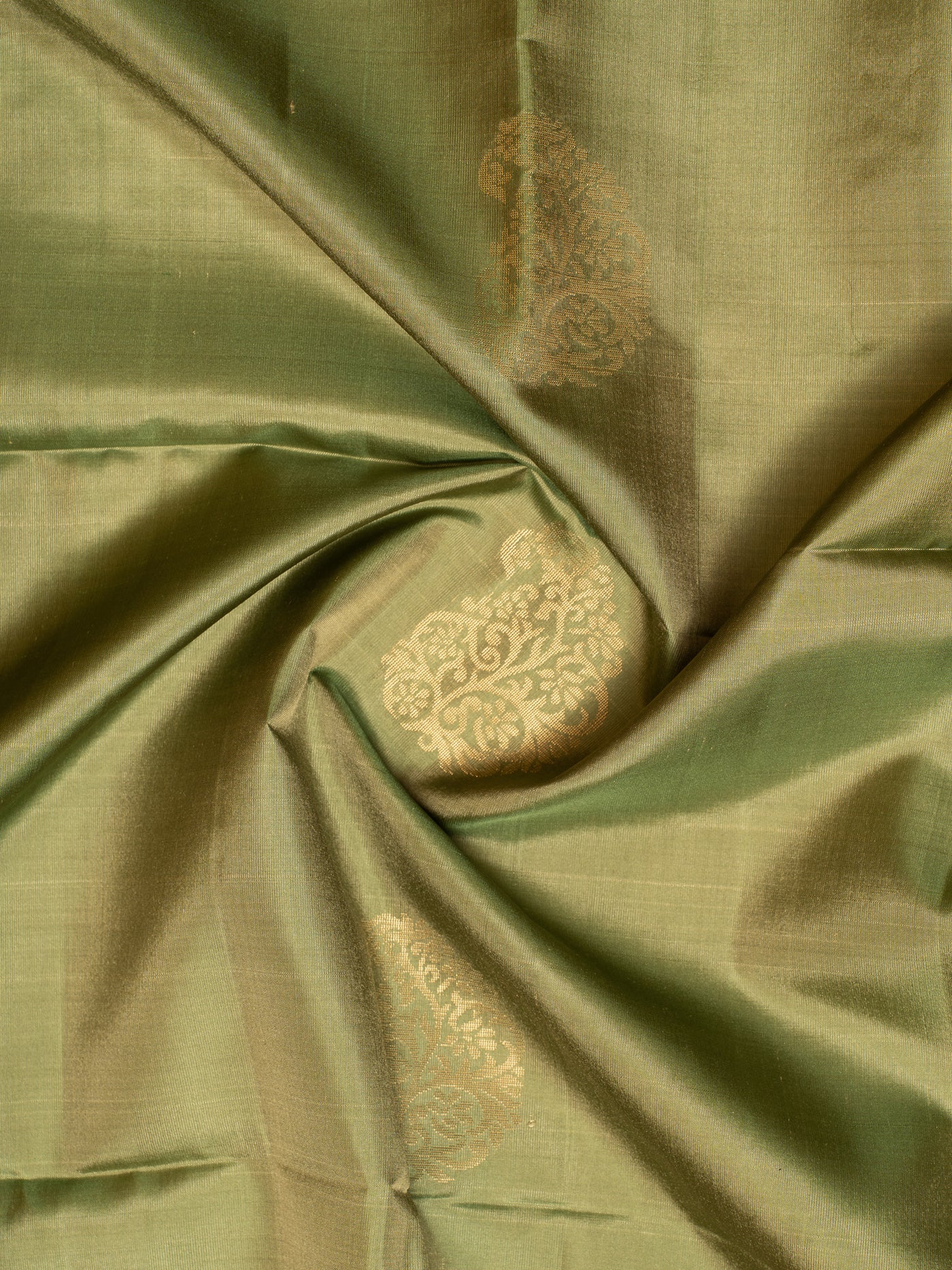 Sage Green Butties and Peach Soft Silk Saree | Clio Silks