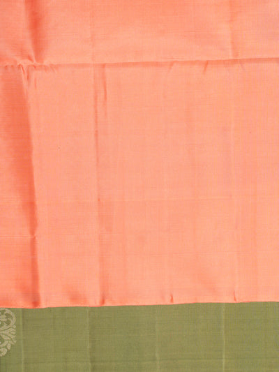 Sage Green Butties and Peach Soft Silk Saree | Clio Silks