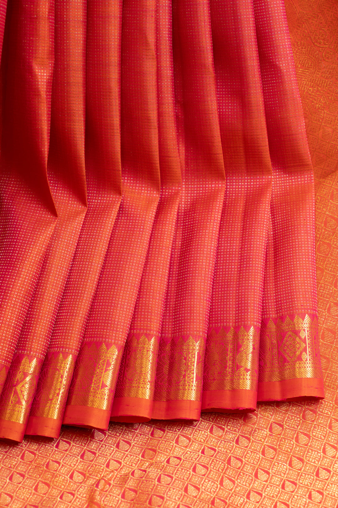 Peach Murhuzari Kanchipuram silk saree