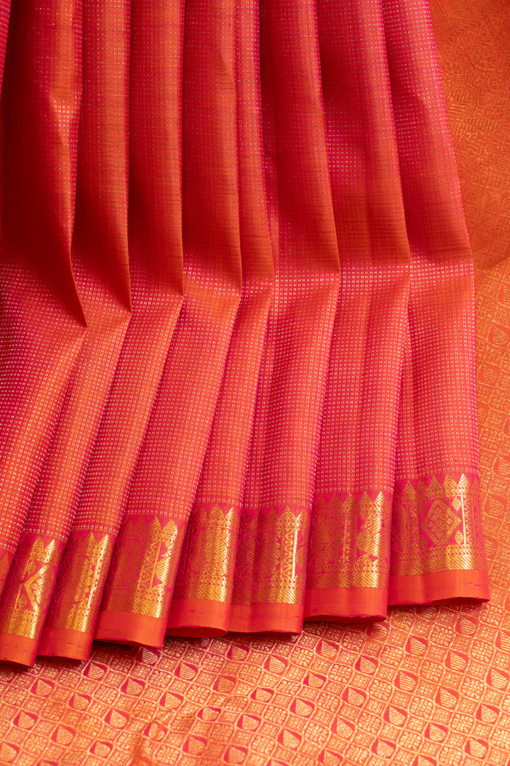 Peach Murhuzari Kanchipuram silk saree